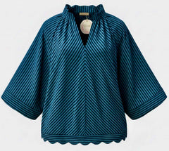 "Willa" Striped Blouse - The Katie Grace Boutique