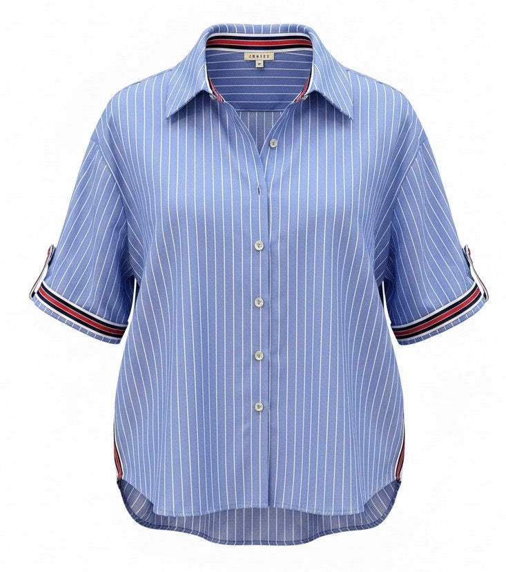 "Nell" Striped Button Top - The Katie Grace Boutique