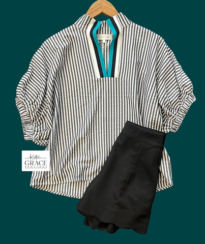 "Rachel" Striped Blouse - The Katie Grace Boutique