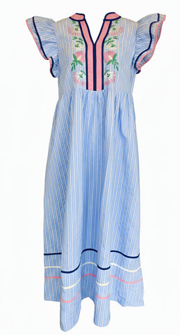 "Caroline" Embroidery Midi Dress - The Katie Grace Boutique