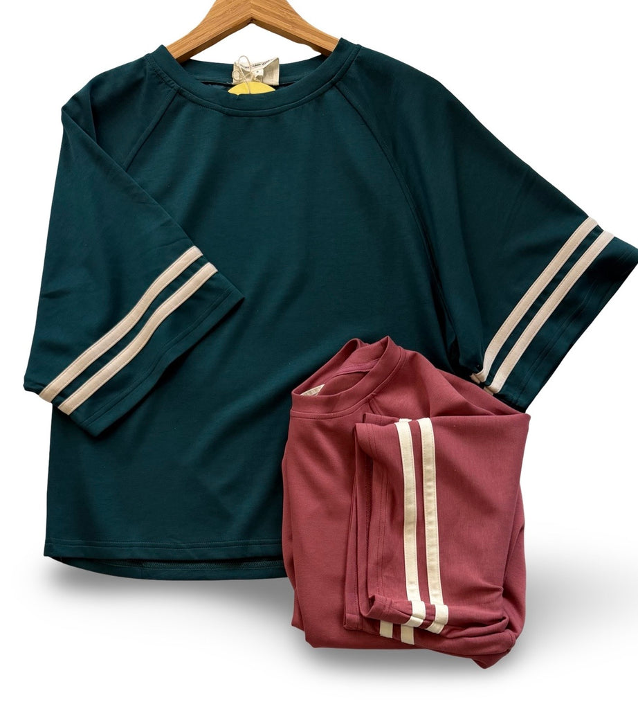 "Macy" Luxe Knit Top with Stripe - The Katie Grace Boutique