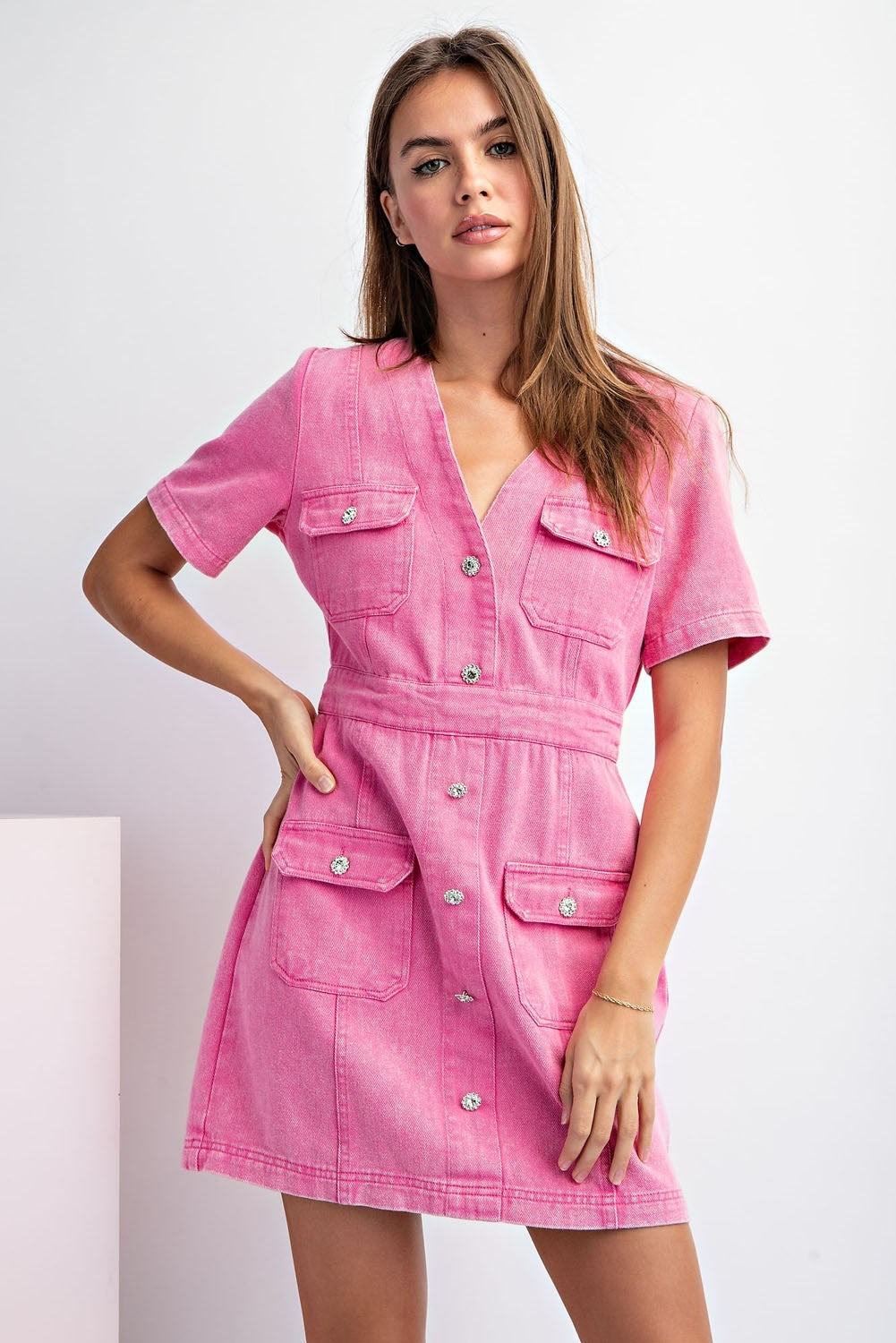 "Bella" Denim Mini Dress - The Katie Grace Boutique