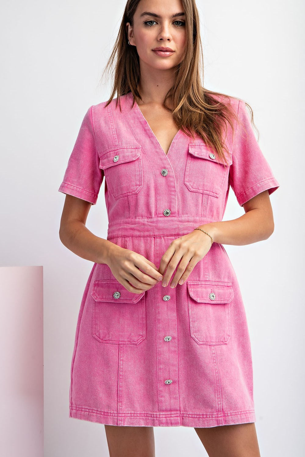 "Bella" Denim Mini Dress - The Katie Grace Boutique