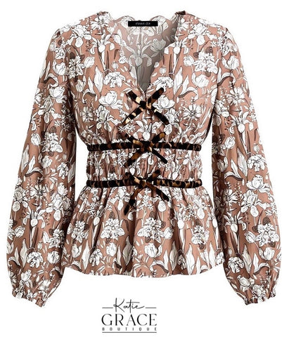 "Shea" Peplum Blouse - The Katie Grace Boutique