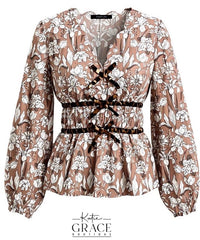 "Shea" Peplum Blouse - The Katie Grace Boutique