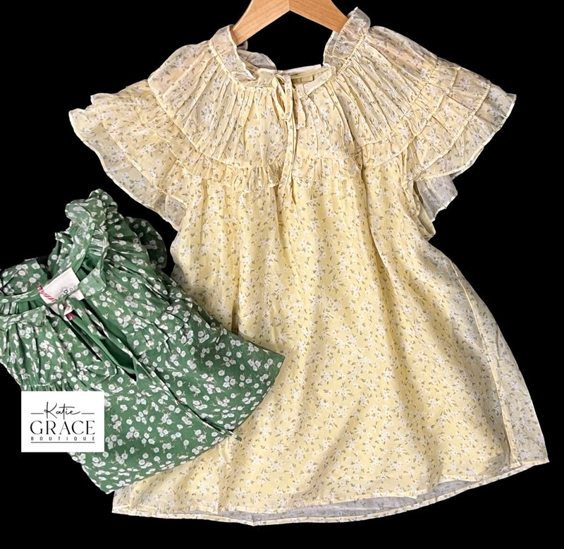 "Gracie" Ruffled Sleeve Blouse - The Katie Grace Boutique