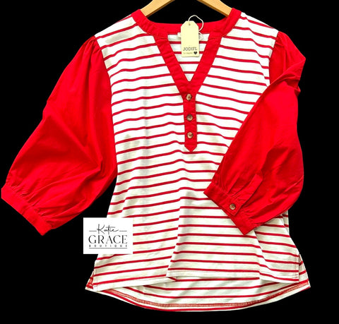 "Dana" Striped Top - The Katie Grace Boutique