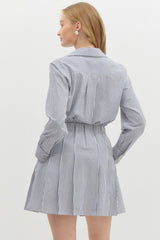 "Saylor" Striped Pleated Dress - The Katie Grace Boutique
