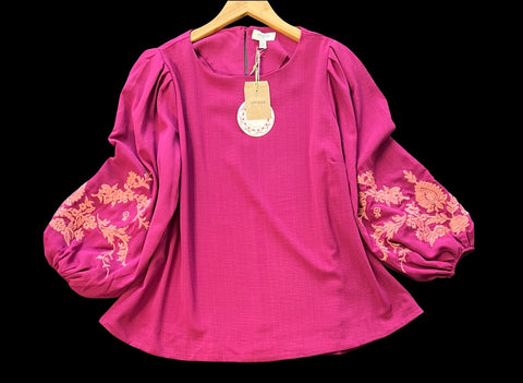 "Lacey" Embroidered Blouse - The Katie Grace Boutique