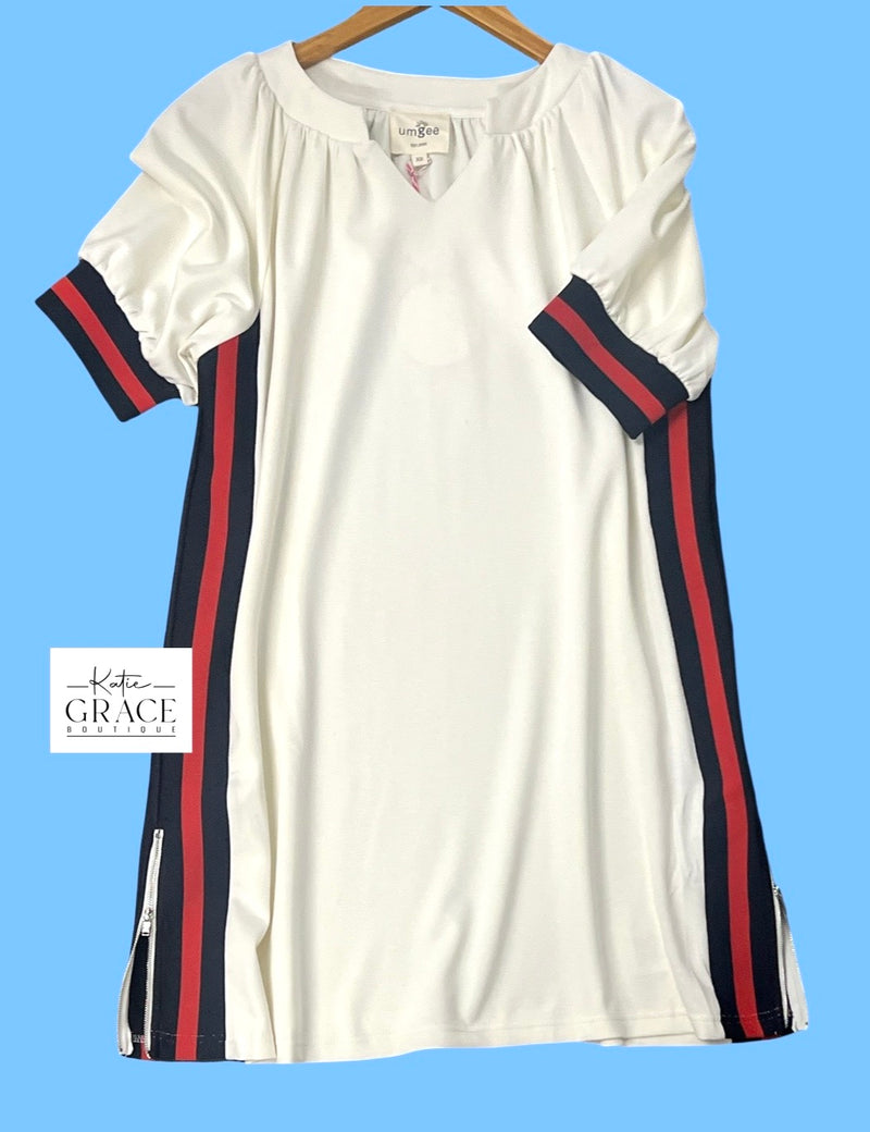 "Catrina" Luxe Knit Varsity Trim Dress - The Katie Grace Boutique