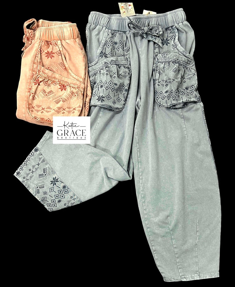 "Crista" Mineral Washed Pants - The Katie Grace Boutique