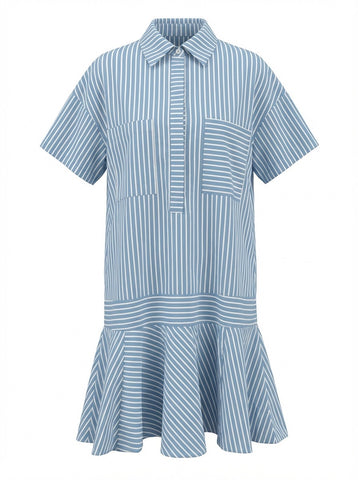 "Eliza" Striped Drop Waist Dress - The Katie Grace Boutique