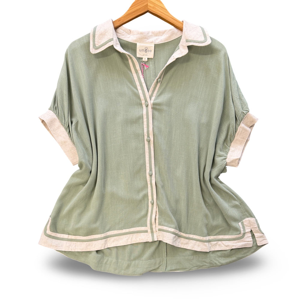 "Nora" Linen Button Down - The Katie Grace Boutique