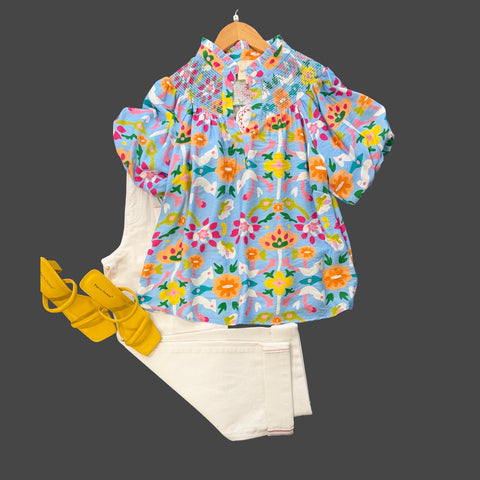 "Genevieve" Floral Blouse - The Katie Grace Boutique