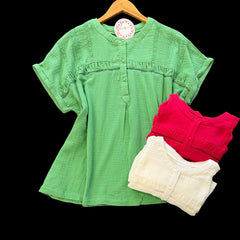 "Lily" Soft Cotton Blouse, 3 colors - The Katie Grace Boutique