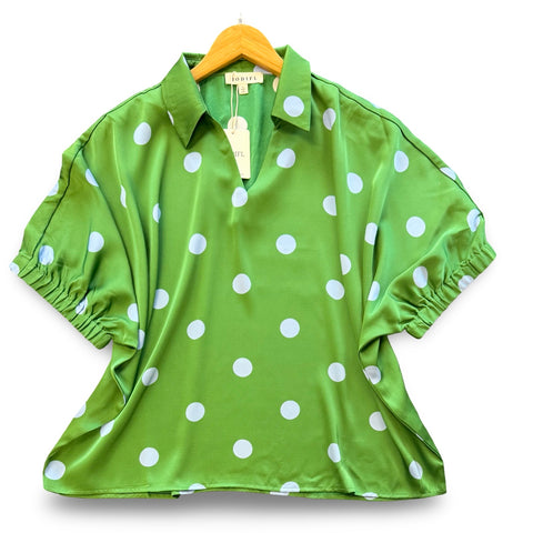 "Mia" Polka Dot Blouse - The Katie Grace Boutique