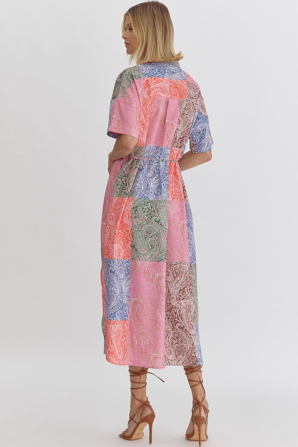 "Cora" Paisley Patchwork Midi Dress - The Katie Grace Boutique