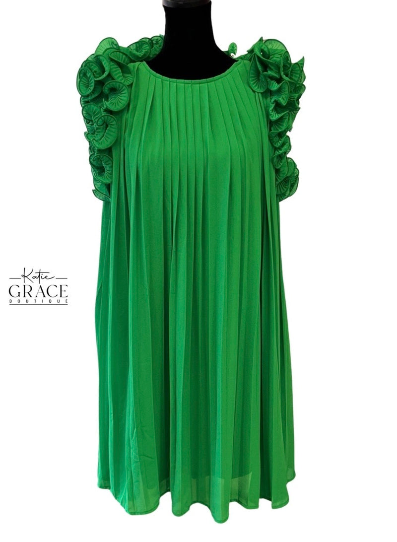 "Kelly" Pleated Dress, 2 colors - The Katie Grace Boutique