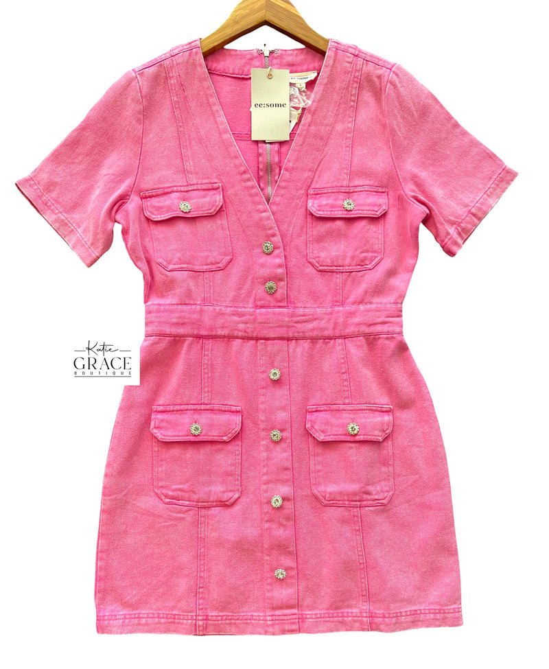 "Bella" Denim Mini Dress - The Katie Grace Boutique