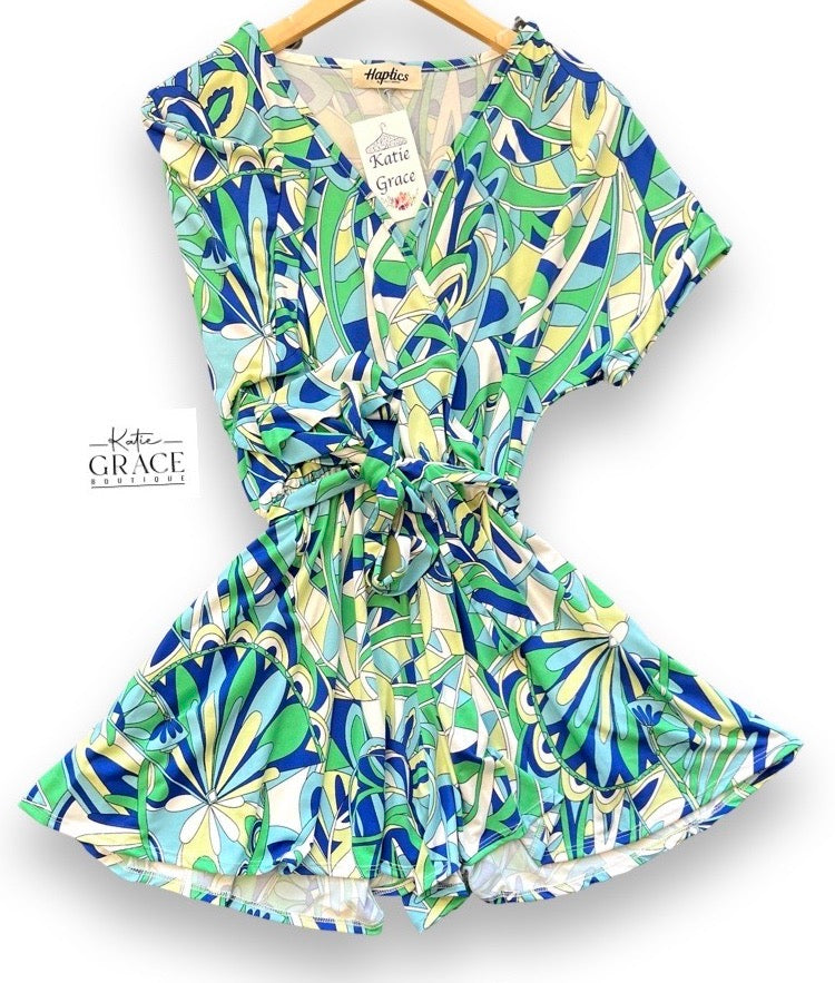 "McKenzi" Abstract Romper - The Katie Grace Boutique