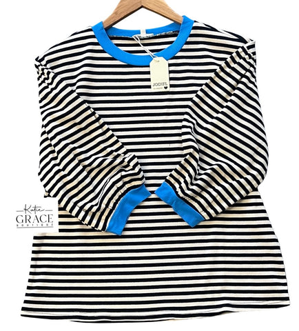 "Candi"Striped Top - The Katie Grace Boutique