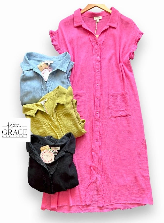 "Kallie" Soft Cotton Midi Dress - The Katie Grace Boutique