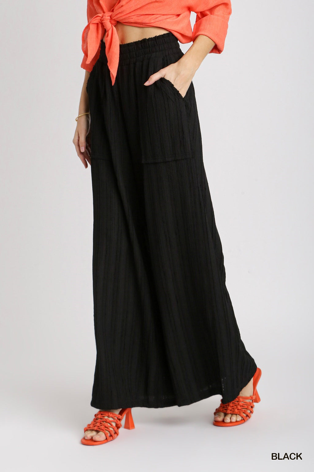 "Michelle" Textured Wide Leg Pants - The Katie Grace Boutique