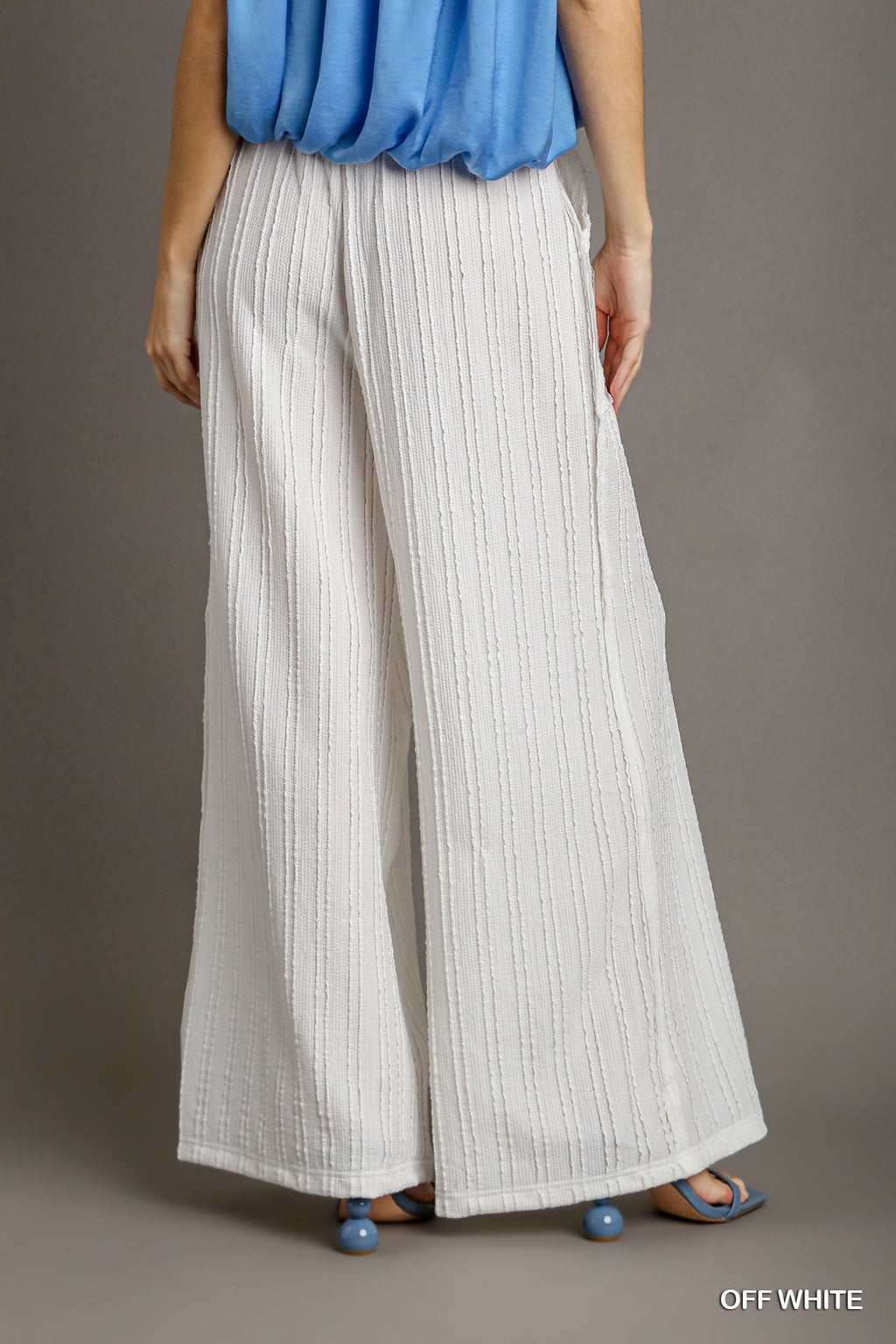 "Michelle" Textured Wide Leg Pants - The Katie Grace Boutique