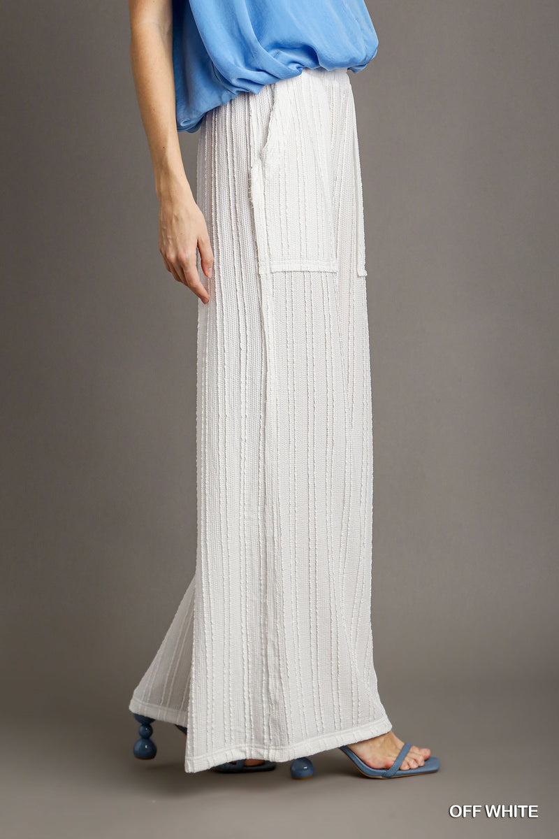 "Michelle" Textured Wide Leg Pants - The Katie Grace Boutique