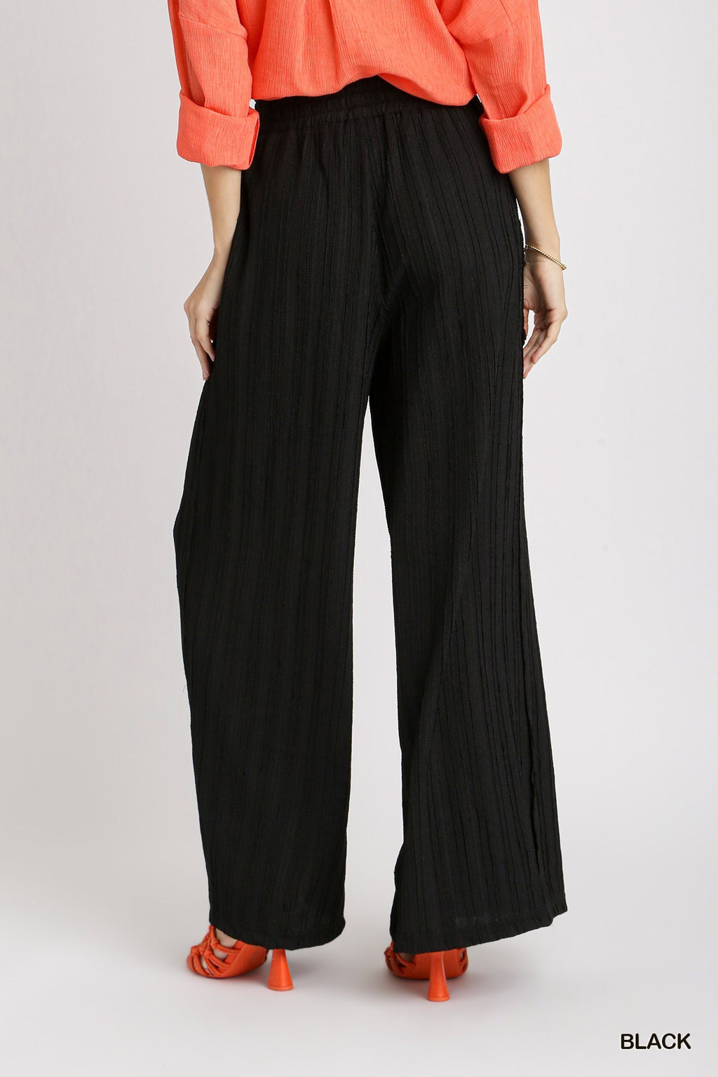 "Michelle" Textured Wide Leg Pants - The Katie Grace Boutique