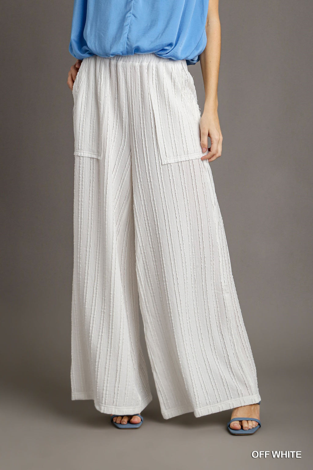 "Michelle" Textured Wide Leg Pants - The Katie Grace Boutique