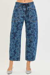 "Loli" Barrel Floral Jeans - The Katie Grace Boutique
