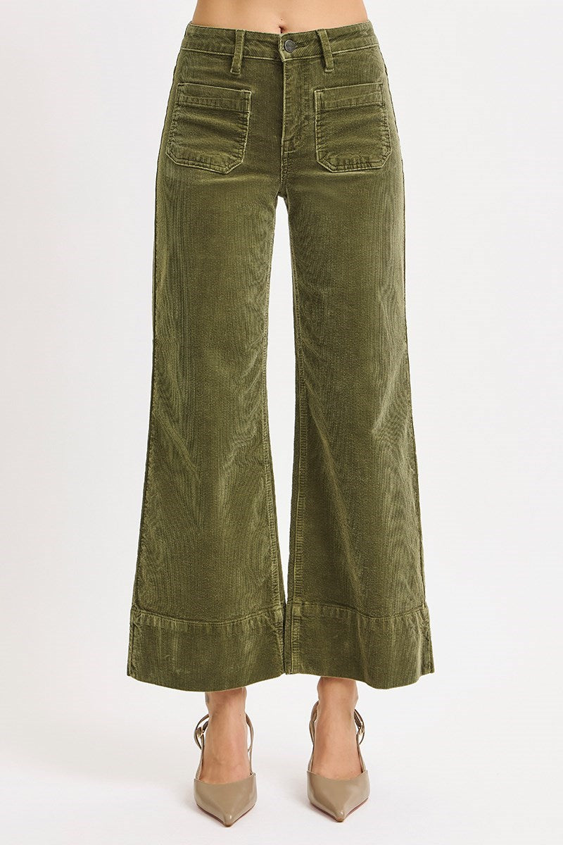 "Olivia" Corduroy Cropped Wide Pants - The Katie Grace Boutique