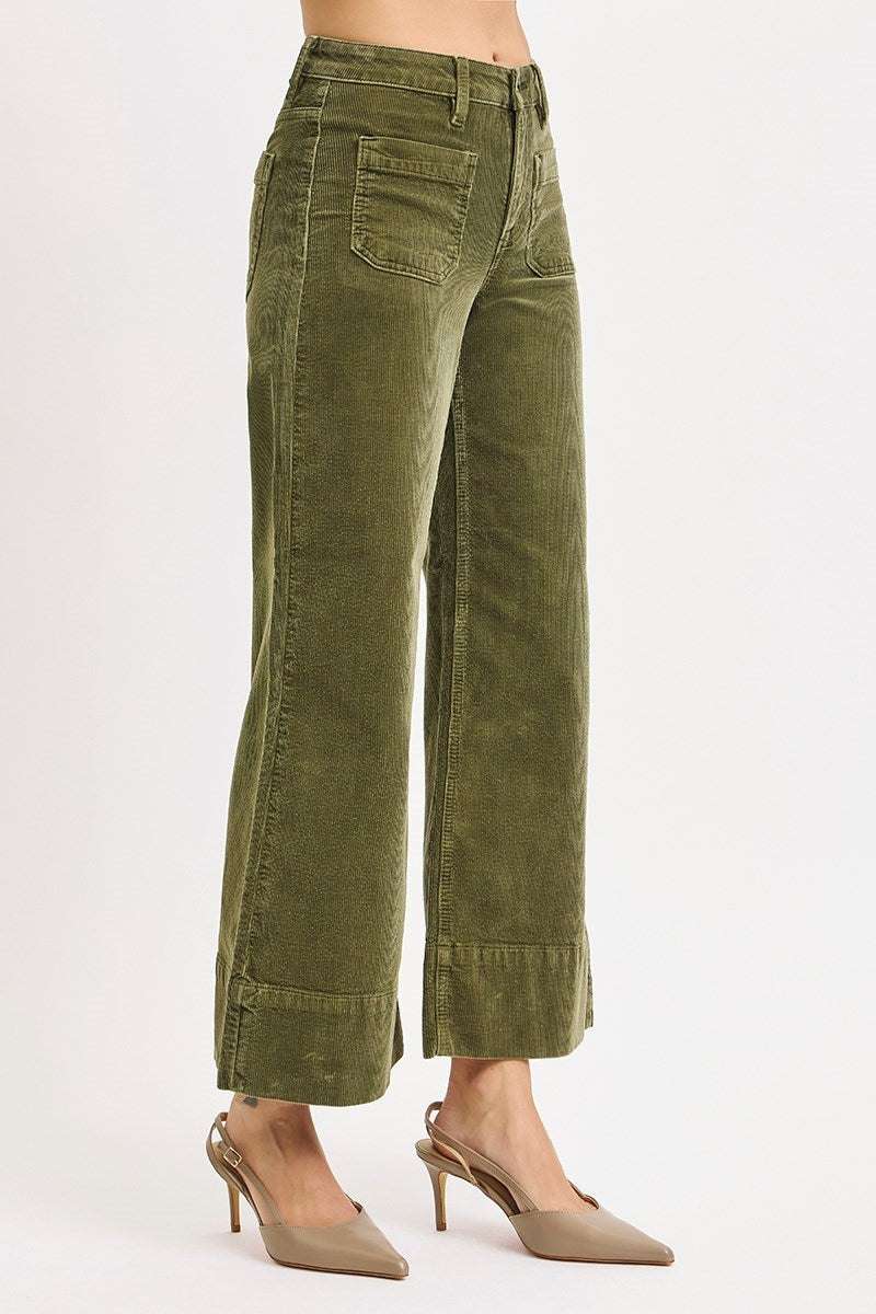 "Olivia" Corduroy Cropped Wide Pants - The Katie Grace Boutique