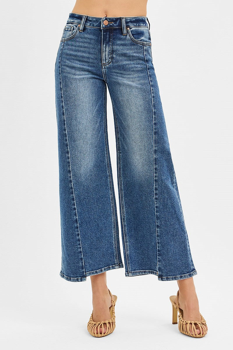 "Azure" Cropped Wide Jeans - The Katie Grace Boutique