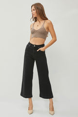 "Jess" Wide Leg Cropped, Black - The Katie Grace Boutique