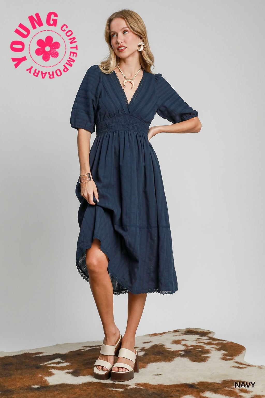 "Presleigh" Crochet Detail Midi Dress, 2 colors - The Katie Grace Boutique