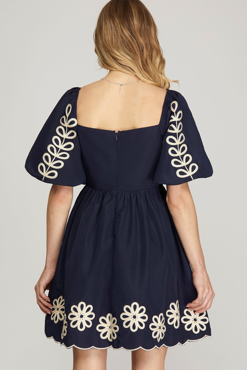 "Lola" Embroidered Scalloped Hem Dress - The Katie Grace Boutique