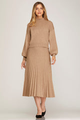 "Juliette" Pleated Sweater Midi Skirt - The Katie Grace Boutique