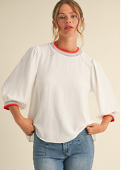 "Lynn" Air Flow Blouse, White - The Katie Grace Boutique