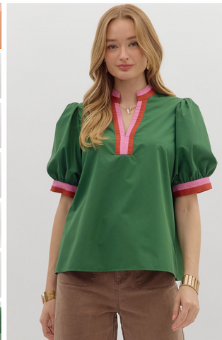 "Tanya" Puff Sleeve Shirt - The Katie Grace Boutique