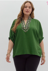 "Olivia" Dolman Blouse, Fern - The Katie Grace Boutique