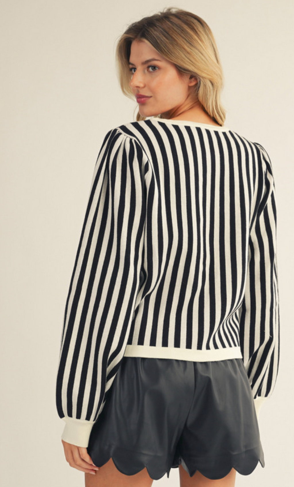 "Rosie" Striped Button Down Sweater - The Katie Grace Boutique