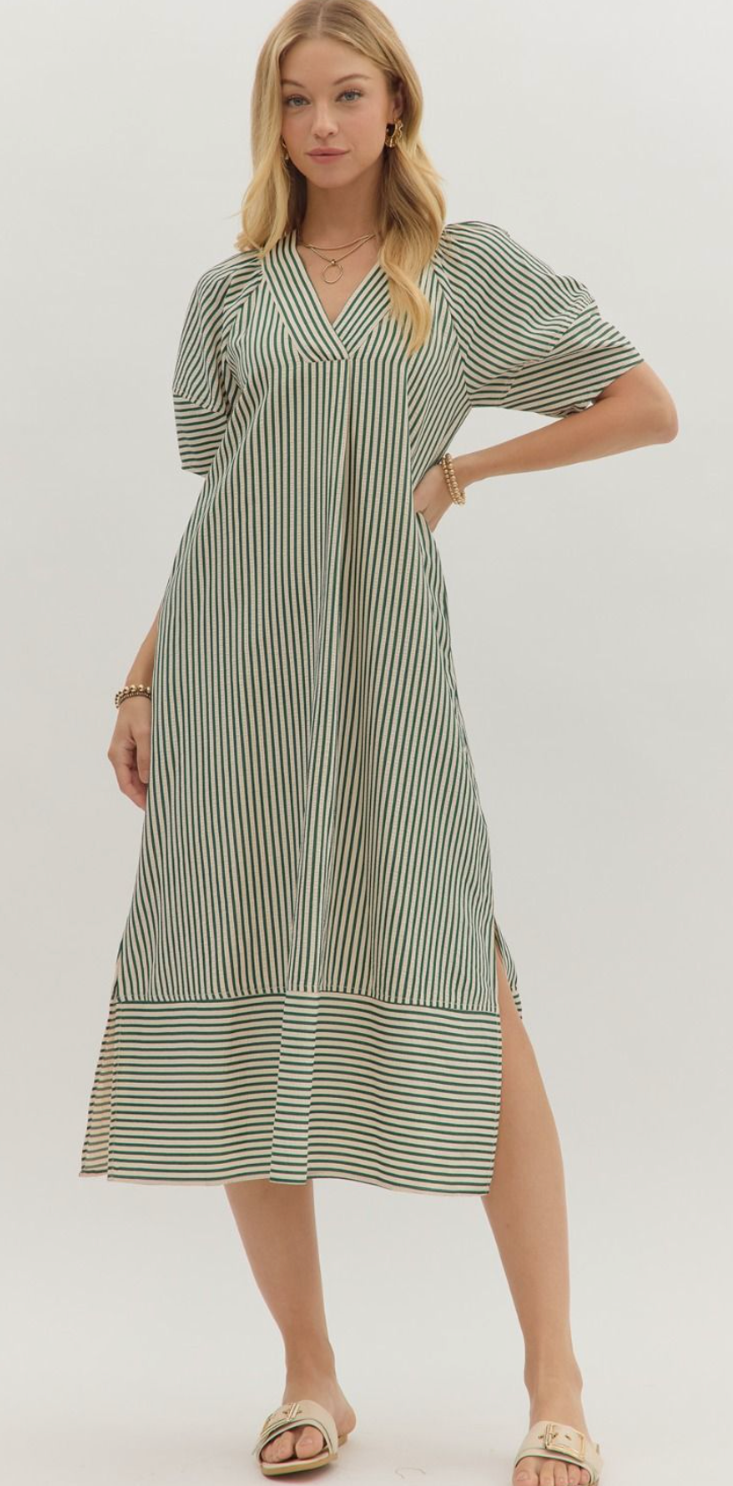 "Miranda" Striped Midi Dress, 2 colors - The Katie Grace Boutique