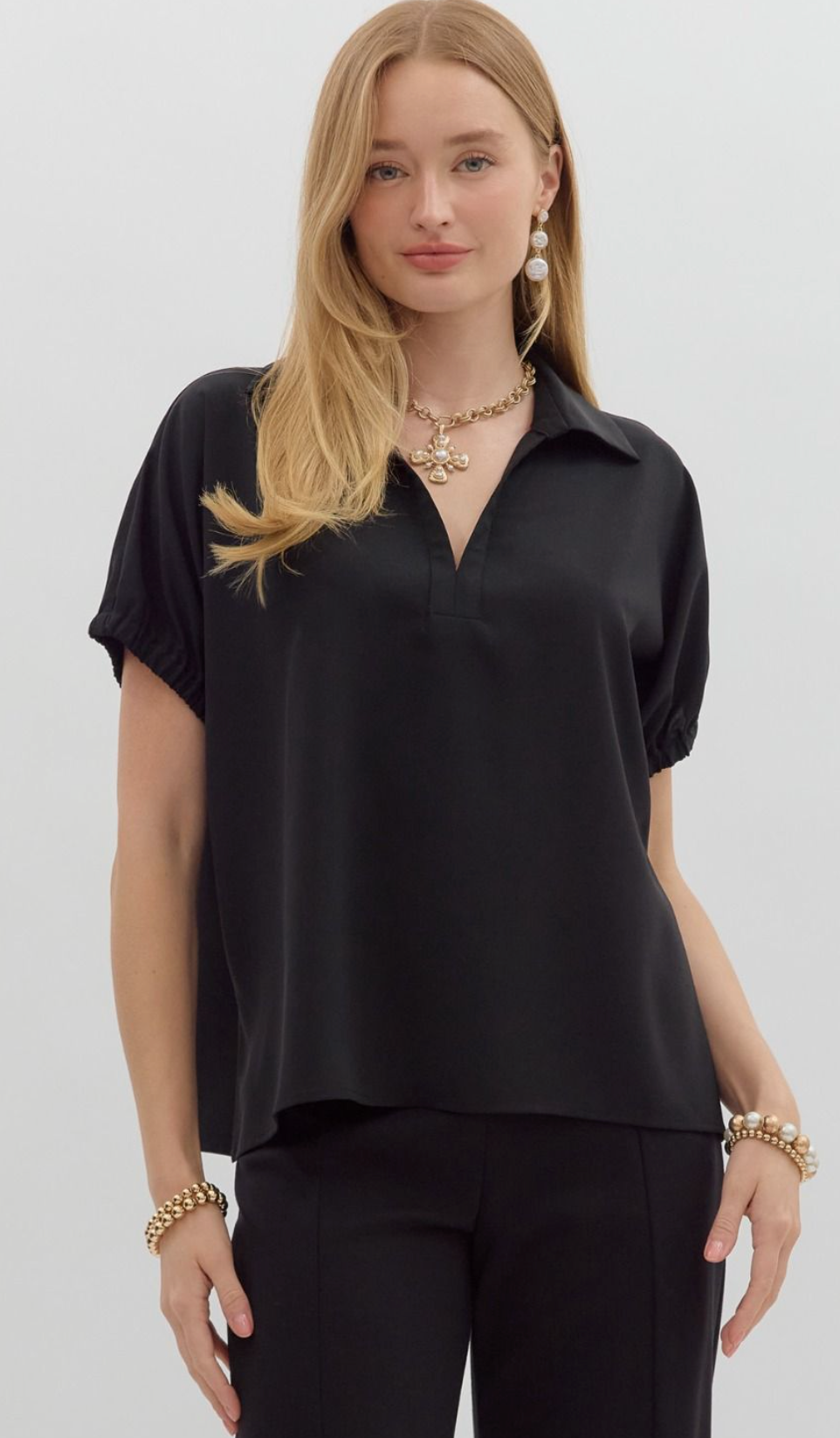"Lane" Collared Blouse, 2 colors - The Katie Grace Boutique