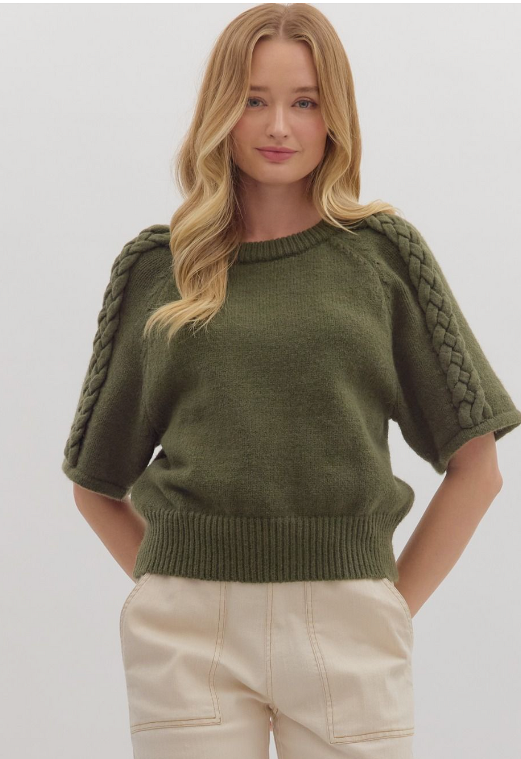 "Cora" Short Sweater Braided Sweater - The Katie Grace Boutique