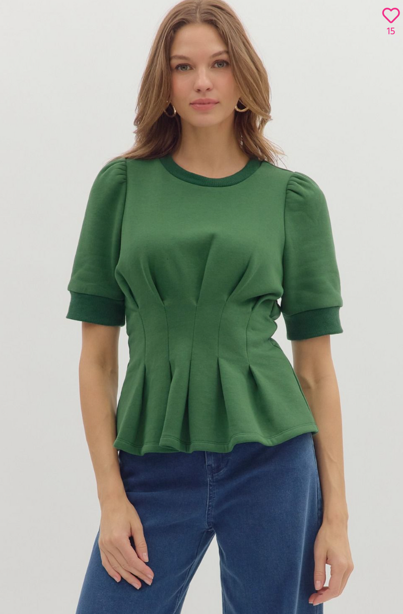 "Juniper" Peplum Darted Top - The Katie Grace Boutique