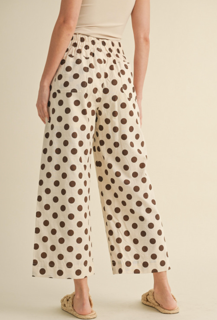 "Britt" Polka Dot Pants, Brown - The Katie Grace Boutique
