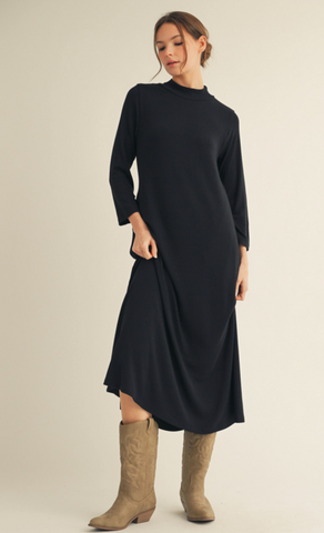 "Laney" Soft Mock Neck Dress - The Katie Grace Boutique
