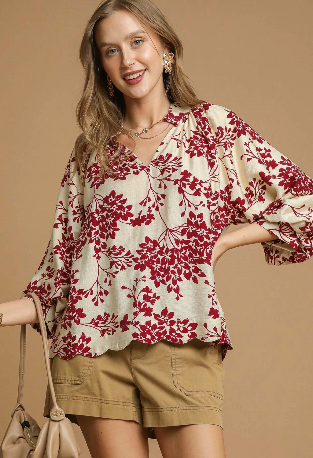 "Garnet" Floral Blouse - The Katie Grace Boutique